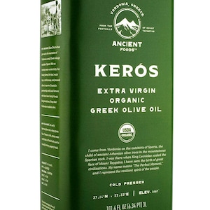 KERÓS USDA Organic Extra Virgin Greek Olive Oil - 3L Tin