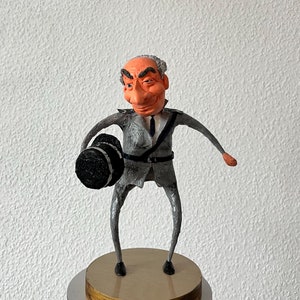 Papier-mâché caricature figure of Louis de Funès