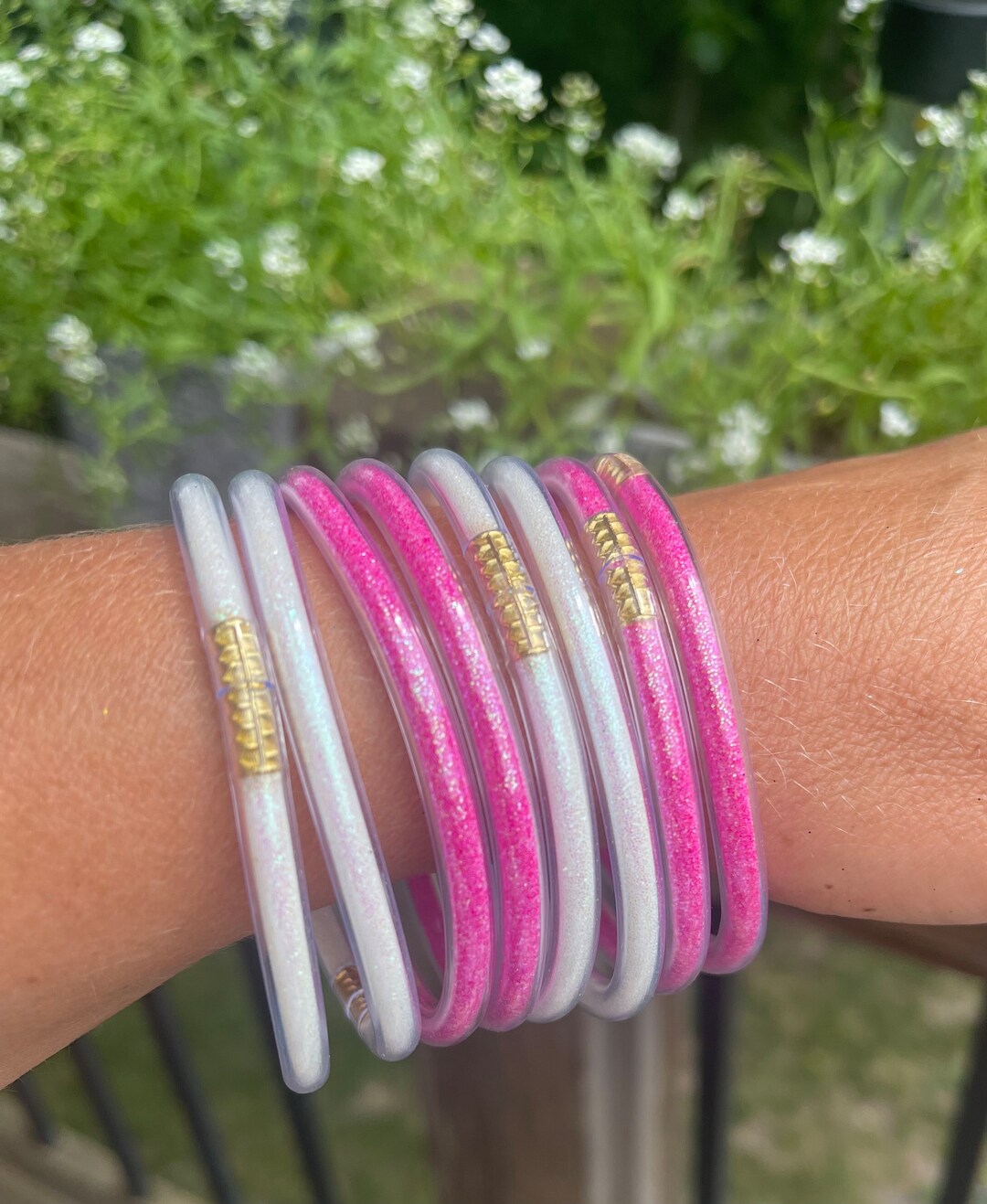 Glitter Tube Bracelet, Jelly Tube Bangle, Stackable Stretch Bracelets