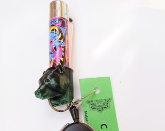 3D Printed Bear Clipper Lighter Leash - Retractable Keychain