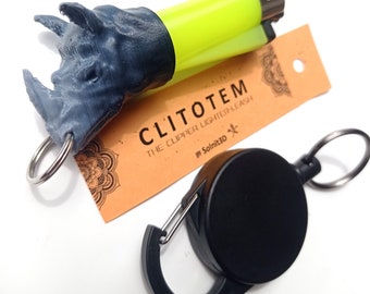 Rhino Clipper Lighter Leash: 3D Printed Auto-Recall Steel Cable Holder