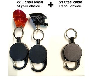 DUO SET: x2 Clipper Lighter Leash at your choice & x1 Spare Steel Cable Recall Device