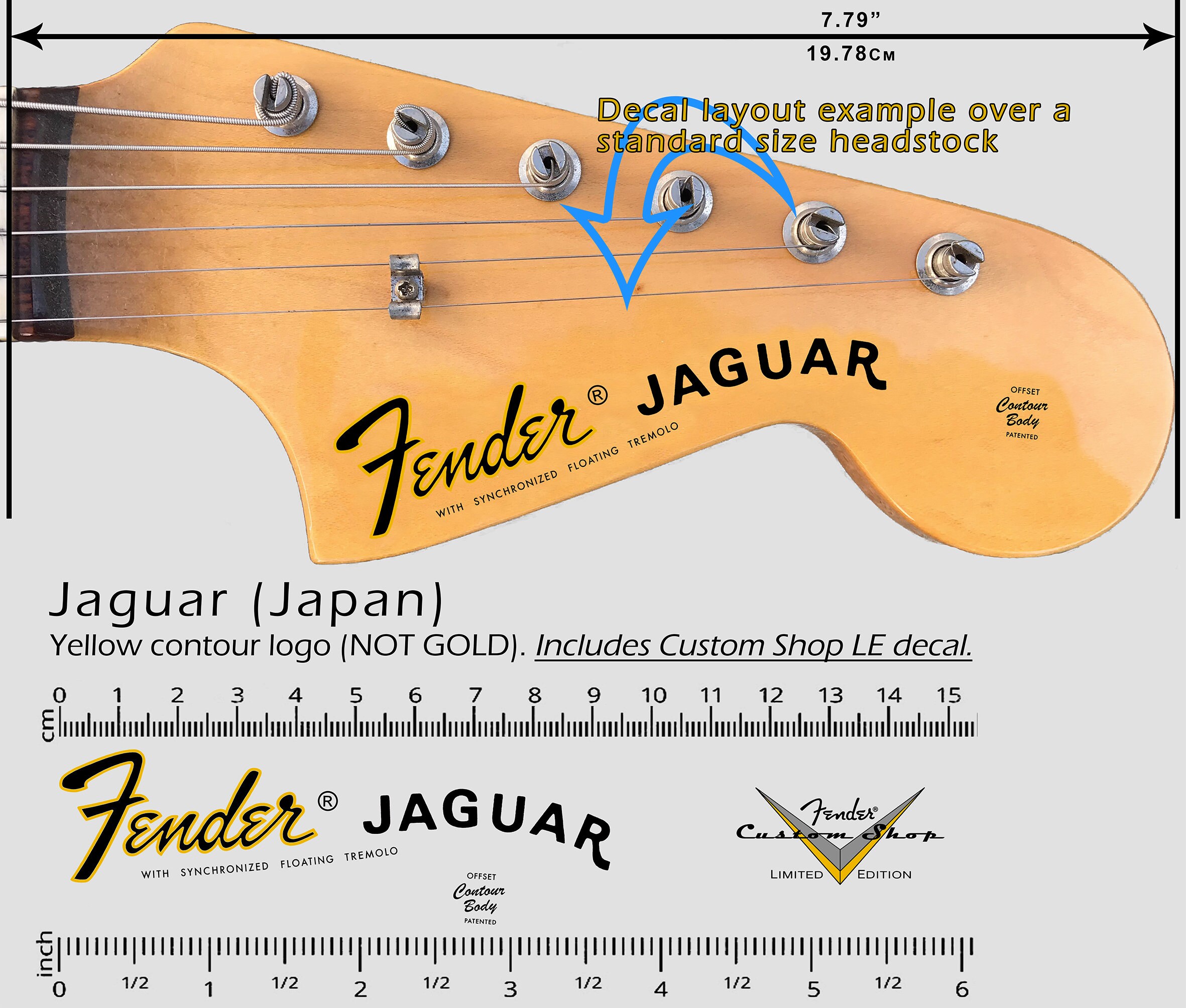 Fender Jaguar Japan Yellow Logo Custom Shop LE Waterslide Etsy