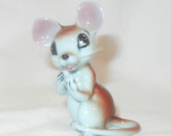 Ratón, figura vintage de ratón azul en miniatura, jardín de hadas, diorama, Japón, porcelana china