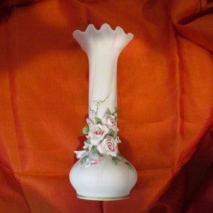 Lefton Pink Vase with flowers, Japan, bud vase,
