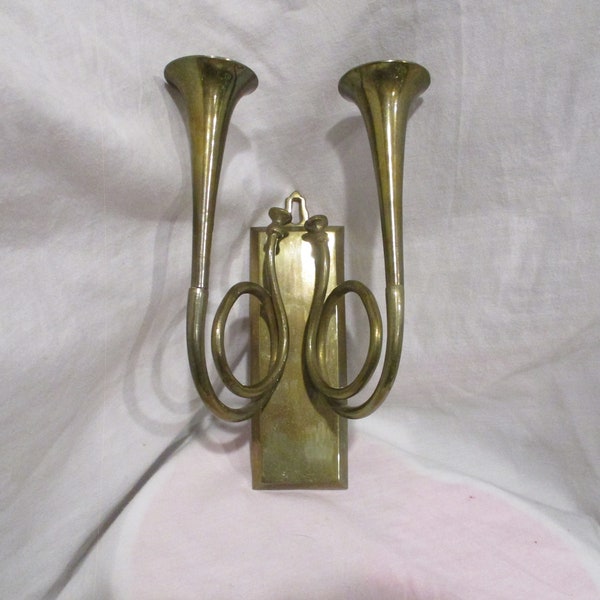 Candlesticks wall Mount/Vintage Brass Trumpet  Sconces, made in India