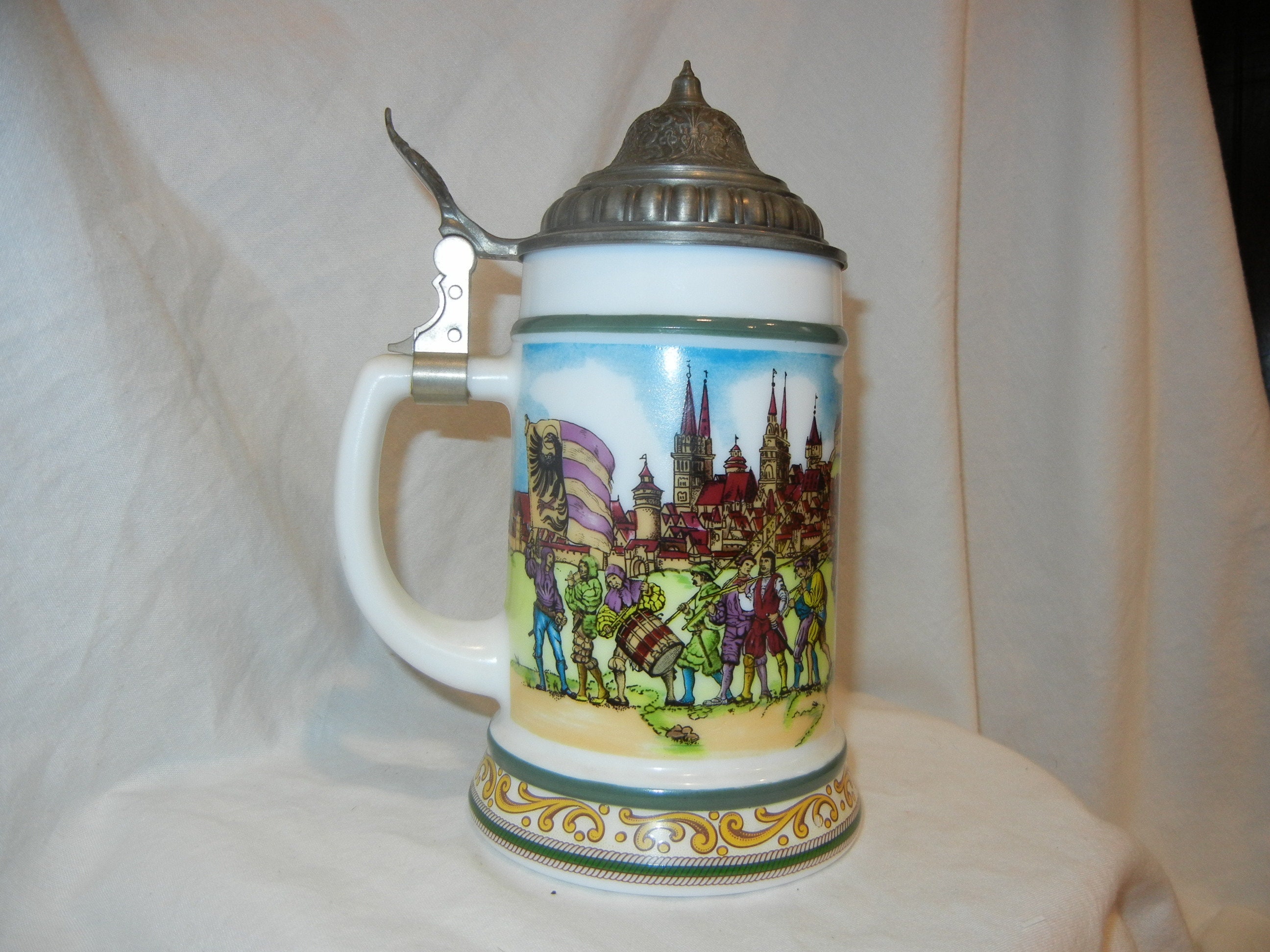 ドイツ製ZINN蓋付きビアジョッキ ドイツ製の蓋付きzinn スズビールジョッキ 0.5L ビアジョッキ