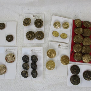 Vintage Metal Buttons, Gold Buttons, lion buttons, Eagle and Anchor buttons, Anchor buttons, double eagle, crest buttons