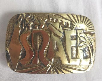 Vintage 1979 Bucklerat Massiv Messing Israel Gürtelschnalle handgefertigt Jüdisch