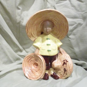 Planter, Vintage McCarty Bros, Chinese Boy Planter, Asian Child, plant pot,