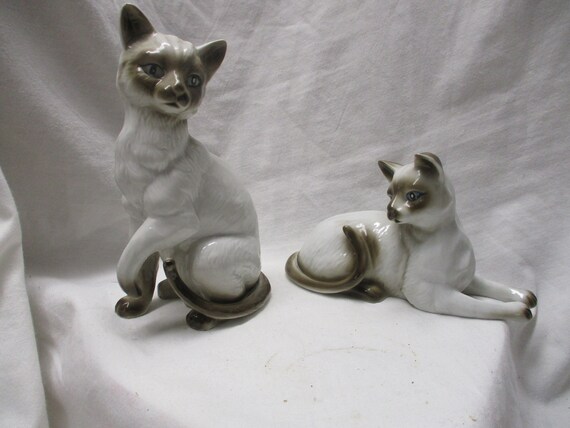 ビクトリア陶器シャム猫の置物ペア、猫好き、動物好き、 - Etsy 日本