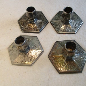 Candle Holders, Hammered texture, SJW 818, Hexagonal base, Candle Holders, Silver plated, single,