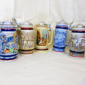 Stein, Avon Ceramic Pewter lid Beer Stein, themed German Beer Stein Mug , German Beer Mug, Glass Beer Jug, Pewter Lid Beer Mug, Beer Lover,