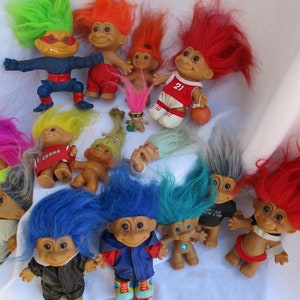 Russ Troll Puppen, Spielzeug, Vintage Puppen, Russ Berrie, Hasbro, 1990er Jahre