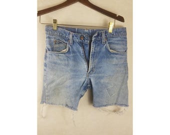 Vintage Levi's Orange Tab Cut Off Denim Shorts Distressed Blue 29 High Rise
