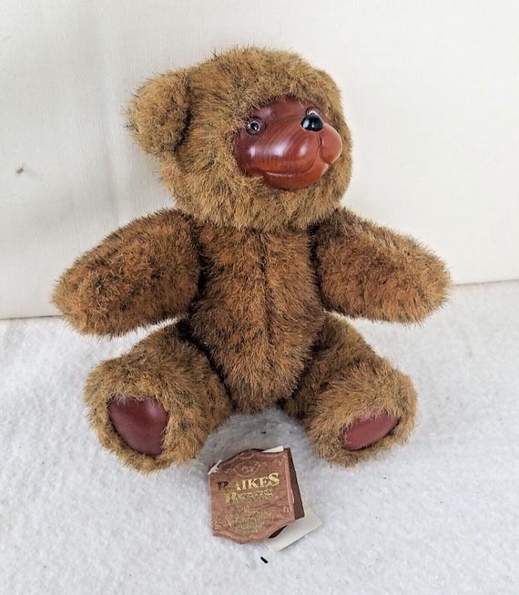 1985 Applause Raikes Bear Jamie 5453 Jointed Teddy Bear Wood Face