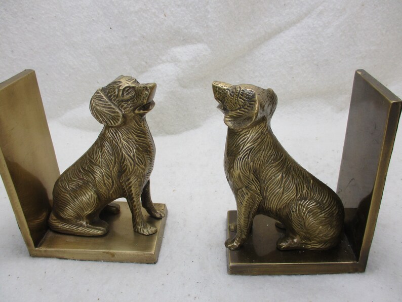 Bookends Sitting Dogs Brass India Cabin Decor Pet Lover Etsy
