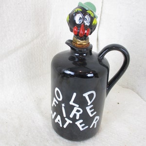 Decanter, Old Fire Water Jug, Whiskey Jug, Novelty bottle, Vintage Barware, Japan 1960, napco, 3l3232