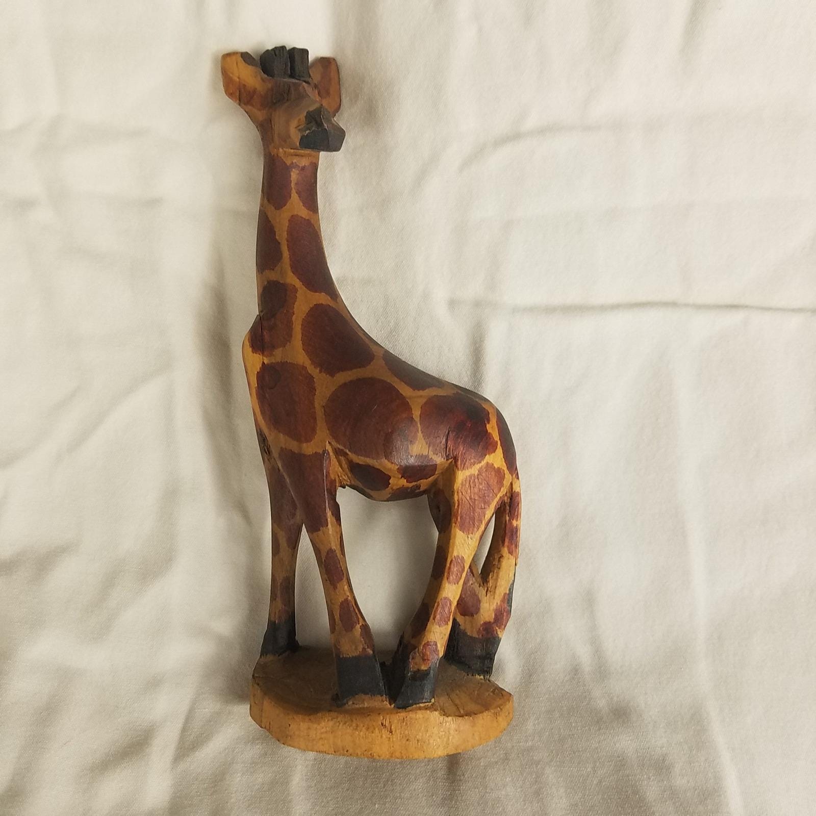 キリンの手彫り木製サファリ動物フォークアート彫刻アフリカケニア 