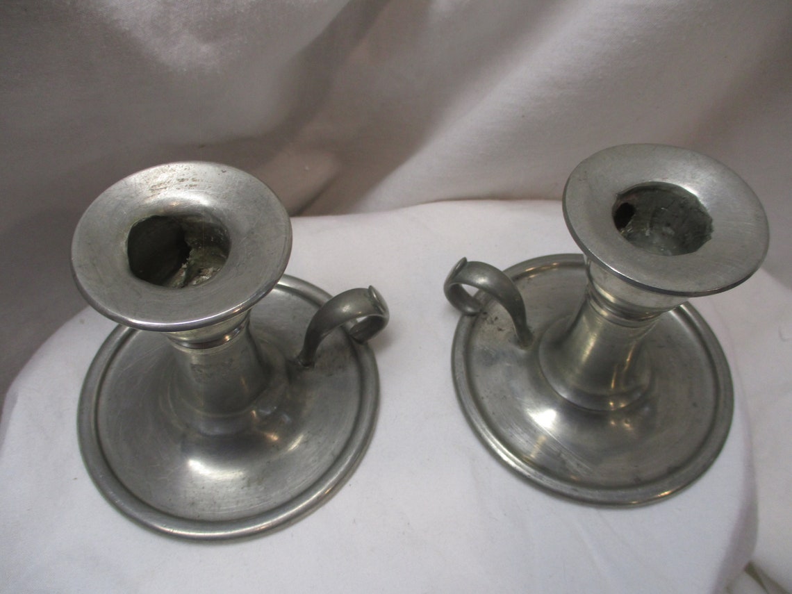 Everlast Pewter Candle Holdersvintage Hand Crafted Candle Etsy