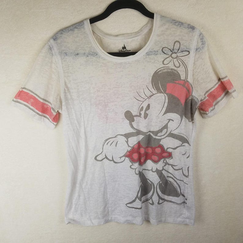 Disney Parks Minnie Mouse T-Shirt Womens XL White vntg Burnout Jersey 28 image 1