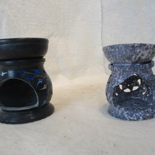 Tealight Candle Holder Essential Oil Incense Warmer, Soapstone, incense burner, candle