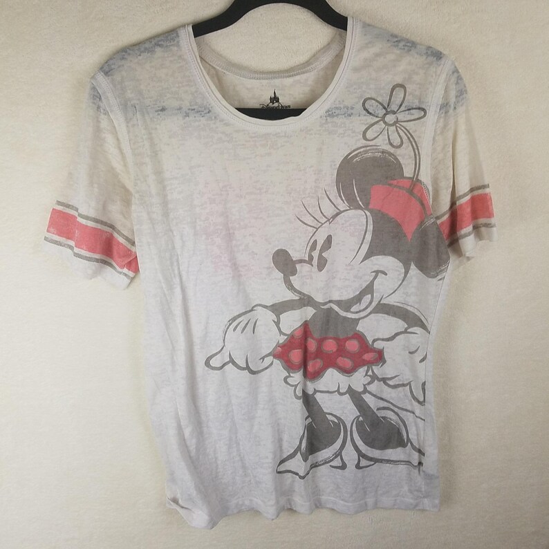 Disney Parks Minnie Mouse T-Shirt Womens XL White vntg Burnout Jersey 28 image 4