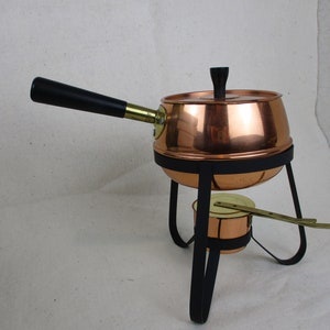 Copper Fondue pot, Sauce Pot, Chafing pot, vintage, Kitchenware, kitchen gadgets