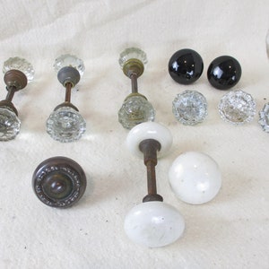 Antique 12-Point Fluted Crystal / Glass Door Knob Pair