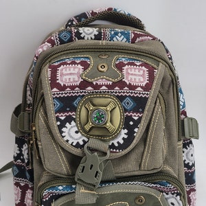 Cotton Canvas Backpack, Jacquard Backpack, Hiking/Travel Backpack, Small Backpack, School Backpack, Unisex Backpack