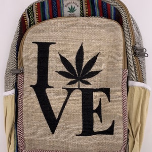 Himalayan Hemp Leaf LOVE Unisex Backpack