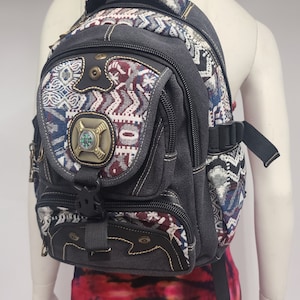 Sac à dos en toile de coton, sac à dos jacquard, sac à dos de randonnée/voyage, petit sac à dos, sac à dos d'école, sac à dos unisexe