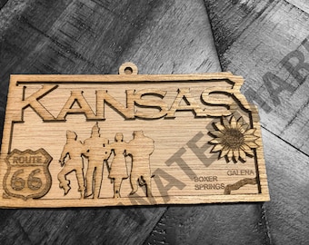 Fichier de découpe laser Kansas Route 66 (svg, dxf, ai, pdf)
