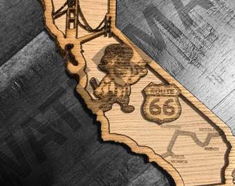 カリフォルニア ルート 66 レーザーカット ファイル（装飾あり・なし）（デジタルダウンロード）