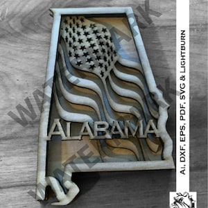 Alabama State Bundle, Cut Files, State Bundle svg File, Cricut cut files, Alabama state clip art (ai, dxf, eps, lightburn, pdf, svg)