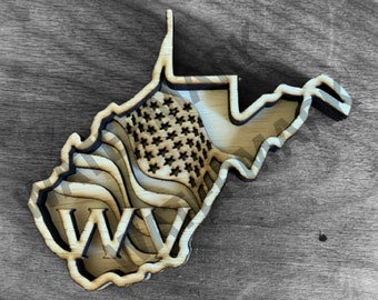 West Virginia State Flagge Laser Cut Dateibundle (Digitaler Download)