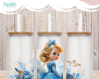 Princess Iced Coffee Glass Can with Bamboo Lid & Straw