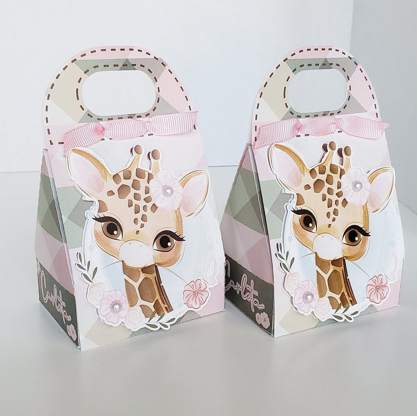 Giraffe Personalized Favor Boxes Safari Birthday Party Decor Etsy