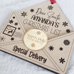 Letter To Santa Envelope Ornament | Personalized Santa Envelope Letter Christmas Tree Ornament | Holiday Ornament for Kids