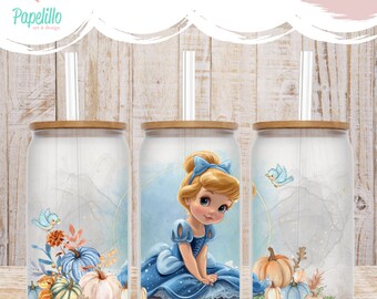 Princess Iced Coffee Glass Can with Bamboo Lid & Straw