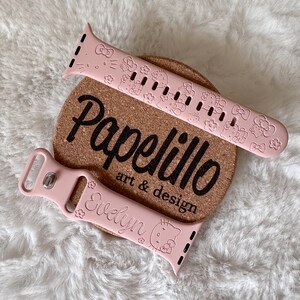 Engraved Kitty Apple Watch Band: Personalized Silicone Strap