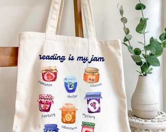 Bookish Reading Is My Jam Tote Bag: Literary Bookworm Gift