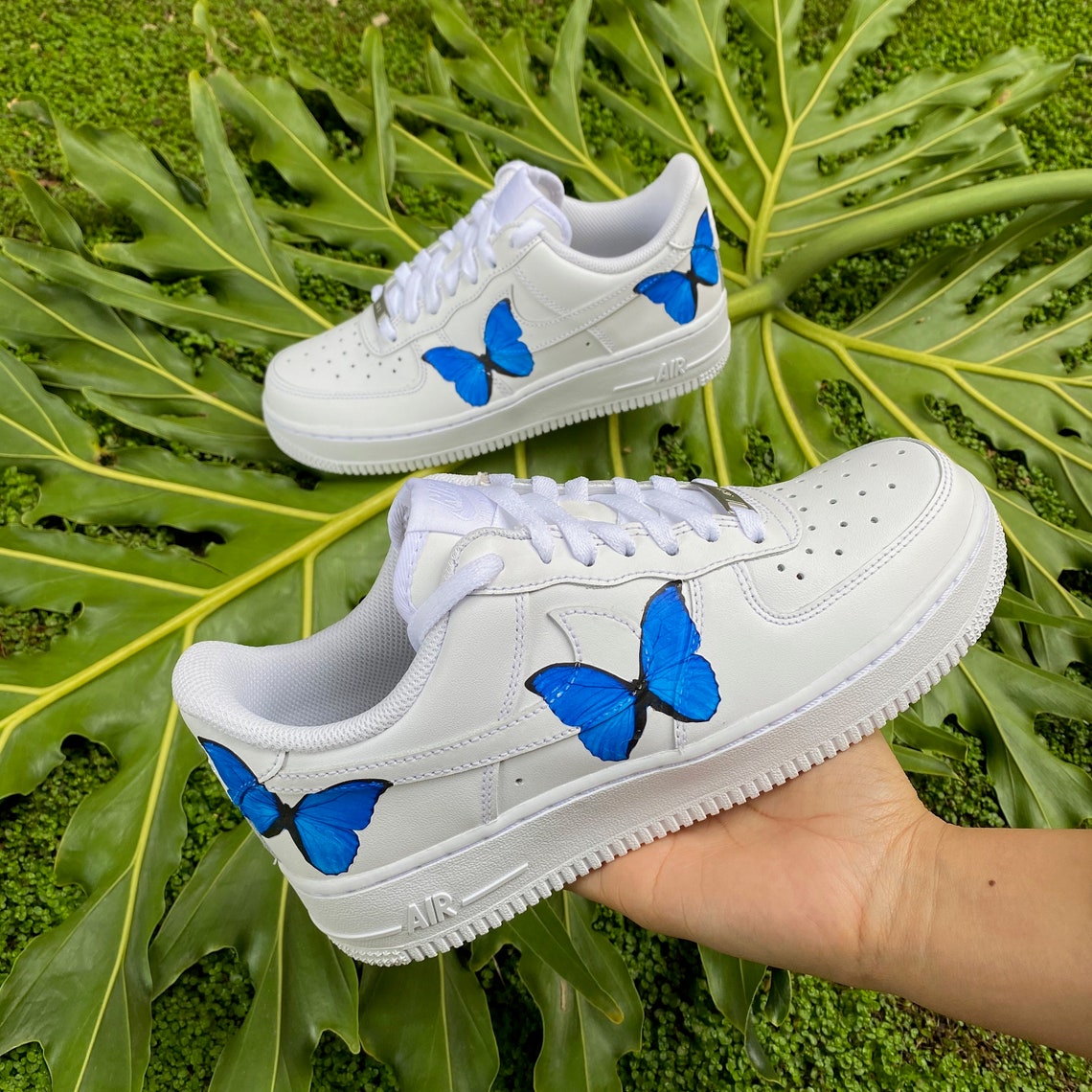 Big Monarch Butterfly FAST FREE SHIPPING Blue Nike Air Force 1 | Etsy