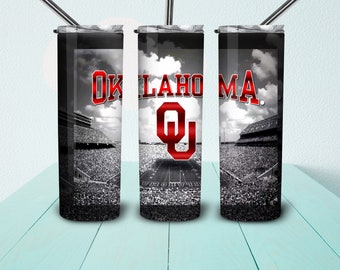 Okla university 20z Sublimation tumbler, 20oz Skinny Straight Tumblers, Tumbler Wraps - Plantillas - Digital Download JPG