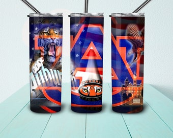 Auburn Tiger_s Tumbler 20 oz Skinny  Stitch  Tumbler Sublimation Designs, Full Tumbler Wrap, Digital Downloads Png