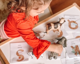 ALPHABET FLASHCARDS - Flashcards en Español, Animales, Tarjetas Montessori, Inglés y Español, Flashcards, Flashcard Bilingüe, Animal Montessori