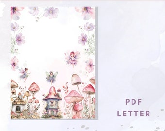 Fairy Forest Watercolor Party Invitations Set Template Printable Party Invitation Instant Download Printable Home Printing Invitation Set