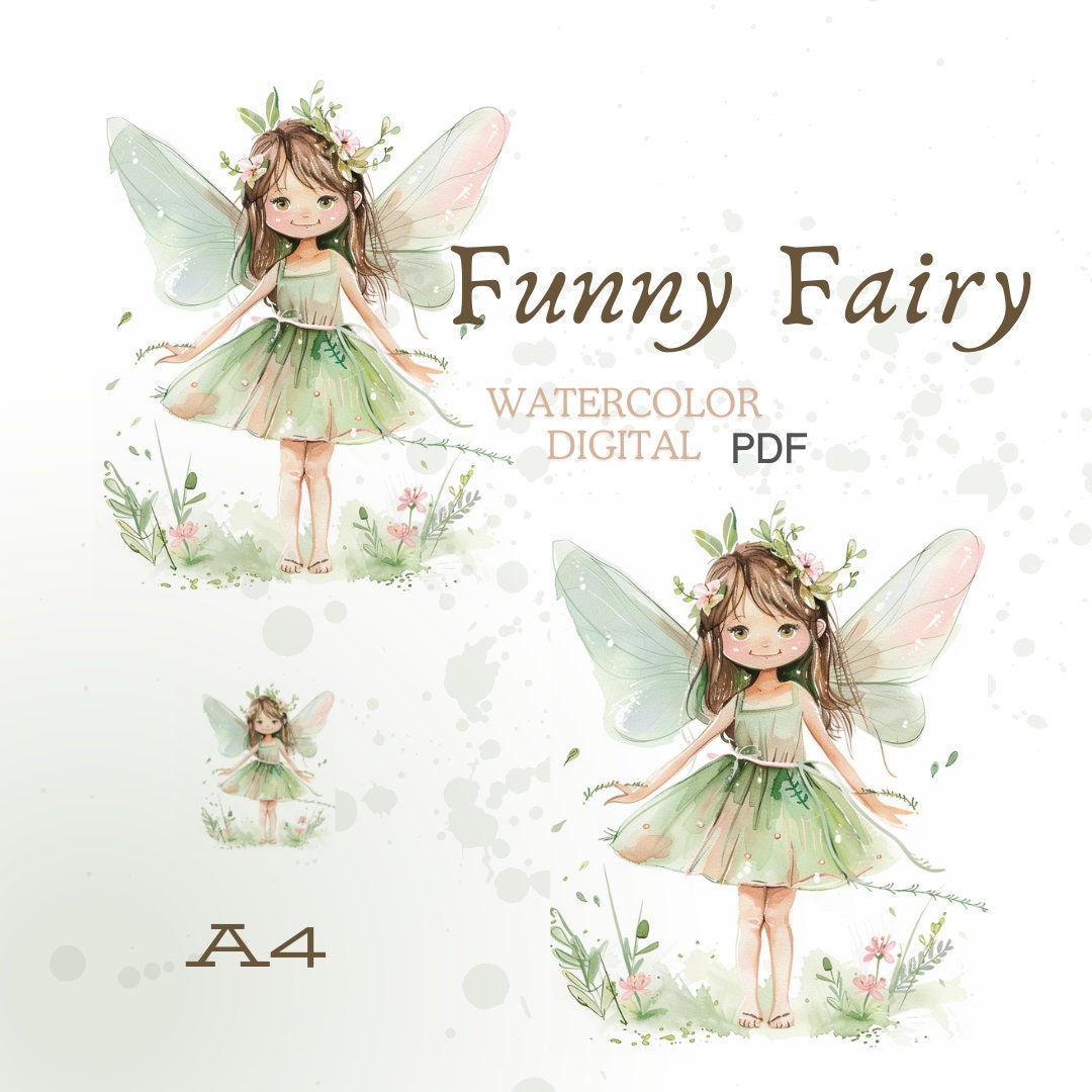 Fairy Birthday Invitation Digital Funny Spring Fairy Girl Watercolor ...