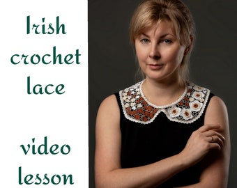 Patron de col en dentelle au crochet irlandais : style vintage avec vidéo (Patron PDF)