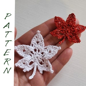Ahornblatt-Häkelmuster im PDF-Format, DIY-Motiv mit Schemabeschreibung, detailliertem Foto, Kanada-Blatt-Anleitung, einfach zu häkelndes Muster